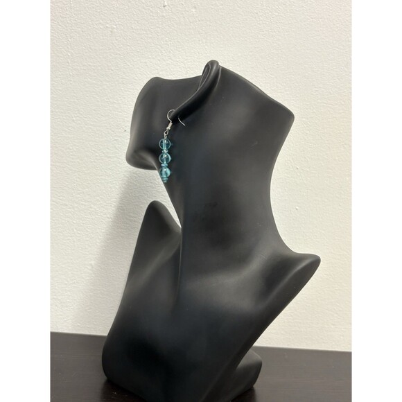 Blue Glass Bead Earrings Dangle Drop Hook Chic - Picture 8 of 12